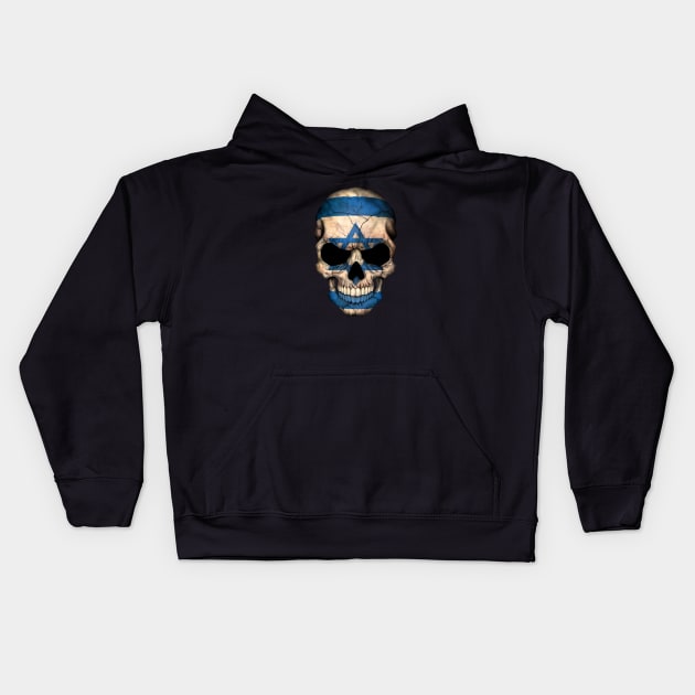 Israeli Flag Skull Kids Hoodie by jeffbartels